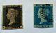 One Penny Black 4 Margins G/h & 2 Pence Blue 1840 Uk Sound Stamps! . 209.00