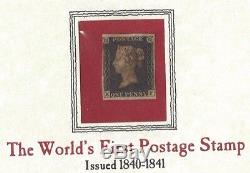 One Penny Black. Worlds First postage stamp issued 1840-41. Red Cancellation