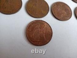 One Penny Great Britain 1897 1967 s Collectible Coin 16 pieces Vintage COins
