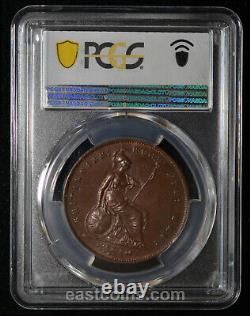 PCGS MS63 1858 Great Britain Victoria Penny Large date without WW KM739, S-3948