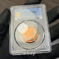 PR64RB 1973 Great Britain Penny Proof, PCGS Secure- Rainbow Toned