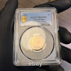 PR65RB 1973 Great Britain 1 Penny Proof, PCGS Secure- Rainbow Toned