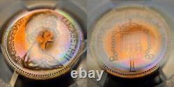 PR66RB 1973 Great Britain 1 Penny Proof, PCGS Trueview- Rainbow Toned