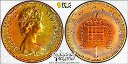 PR66RB 1973 Great Britain 1 Penny Proof, PCGS Trueview- Rainbow Toned