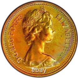 PR66RB 1973 Great Britain 1 Penny Proof, PCGS Trueview- Rainbow Toned