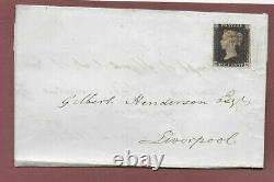 Penny Black DE stamp QV 1d on wrapper, 3+ Margins, Red Maltese cross, Great piece