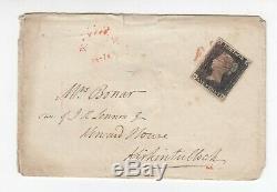 Penny black on cover 4 margins Dated 15/11/1840