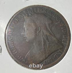 Perfect Letters/date! GREAT BRITAIN 1900 ONE PENNY COIN QUEEN VICTORIA BRONZE