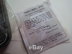 Philympia London 1970 Gold Plated Stamp Postage One Penny with COA and Box