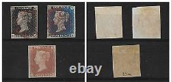 QV 1840/41 PENNY BLACK+2d. BLUE+PENNY RED Cat. Unif. 1/3-FIRST STAMPS EVEN ISSUED