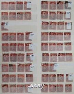 QV 1864 1d Penny Red plates SG43 SG44 collection. 762 stamps. Huge cat value