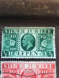 RARE George V Silver Jubilee Stamps 1910 1935 red one penny green half penny