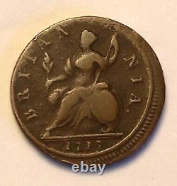 Rare Error Coin 1717 George I Half Penny Coin Good Grade Off Struck