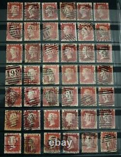 SG43 1d Penny Red Used (VGU/FU) Stamp Plates 71-224 (excl. 77)