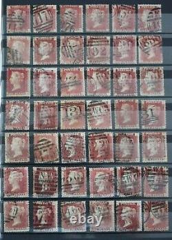 SG43 1d Penny Red Used (VGU/FU) Stamp Plates 71-224 (excl. 77)