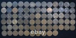 Set of 75 Great Britain Penny Large Cent Bronze Coins 1860-1967 No Duplicates