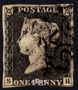 Sg3,1d PENNY BLACK Plate 3, RARE/SCARCE No. 7 in MX, Cat £20000