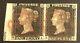 Tangstamps Great Britain #1 Penny Black Used Pair With Imprint, Queen Victoria