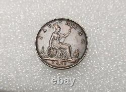 UK 1881-H Great Britain United Kingdom Queen VICTORIA Genuine Penny Coin