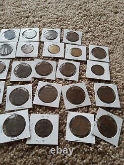 UK Great Britain One Penny Coins Vintage Coin Lot of 39 Coins, OLD PENNIES