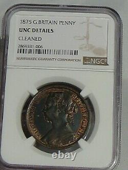 UNC 1875 Penny Great Britain Victoria NGC UNC Details (Cleaned). #59