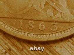 Very Rare Open 3 1863 Victoria Penny from Great Britain, only 7 known! BP1863B