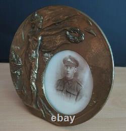 WW-1 Studio Photo of a Middlesex Regiment Private in a Death Penny-style Frame