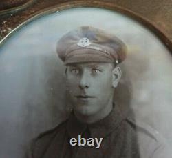WW-1 Studio Photo of a Middlesex Regiment Private in a Death Penny-style Frame