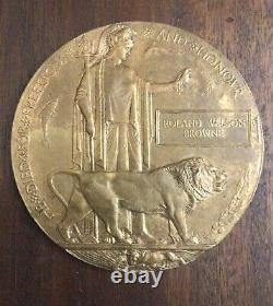 WWI widows penny, Dead Mans Penny, Britannia & Lion, British bronze KIA Medal