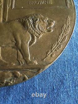 WWI widows penny, Dead Mans Penny, Britannia & Lion, British bronze KIA Medal