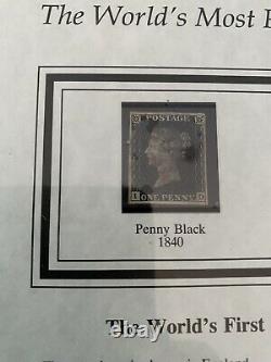 Worlds Most Famous Stamps Genuine Penny Black 1840 Two Penny Blue 1841 Framed