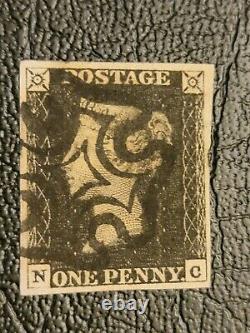 Worlds first stamp 1840 Great Britain Penny Black Stamp N One penny
