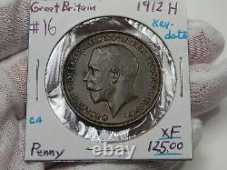 XF Key Date 1912-H ONE PENNY Great Britain George V. #16