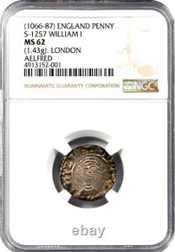 1066 1087 Grande-bretagne Penny, Ngc Ms 62, Monnaie De Londres, Courte Croix