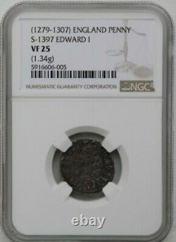 1279-1307 Grande-bretagne Argent Penny Edward I Archevêque Mint Ngc Vf 25