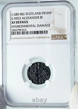 1280-6 Grande-bretagne Ecosse Royaume-uni Roi Alexander III Argent Penny Coin Ngc I87147