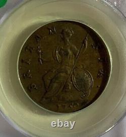 1750 Grande-Bretagne 1/2 Penny Pcgs Ms63bn