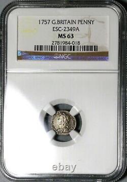 1757 NGC MS 63 George II Silver Penny Great Britain Coin POP 1/0 (20091903C)
  <br/> 
 <br/> 	

Traduction en français : 1757 NGC MS 63 George II Penny en argent Grande-Bretagne Pièce POP 1/0 (20091903C)