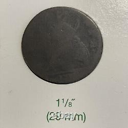 1770-1775 Grande-Bretagne ½ Penny Pièce du Roi George III Date Partielle KM# 601 Rare