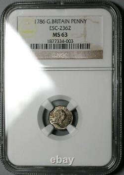 1786 Ngc Ms 63 George III Penny Grande-bretagne Monnaie D'argent Pièce (20100201d)
