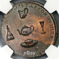 1793 Ngc Ms 63 Verre Penny Conder 1/2 Hallan Warwickshire Dh 131 (19082002c)