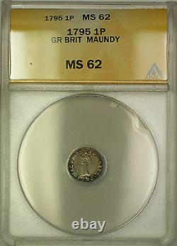 1795 Grande-bretagne Maundy Argent Penny 1p Pièce Anacs Ms-62