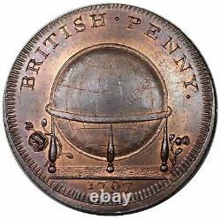 1797 Grande-Bretagne Penny Conder Token, Globe de Skidmore, Château de Sherborne DH-132