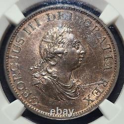 1799 Grande-Bretagne 1/2 Penny NGC MS62BN George III, 6 Relief Gunports