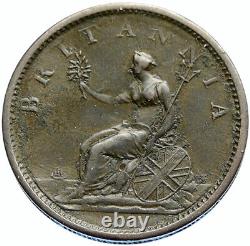 1807 Royaume-uni Grande-bretagne Royaume-uni King George III Véritable Penny Coin I96817