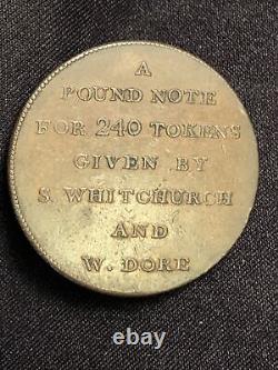 1811 Grande-Bretagne bain penny en cuivre Whitchurch & Dore. Un billet de livre sterling de Ch High Gr.
