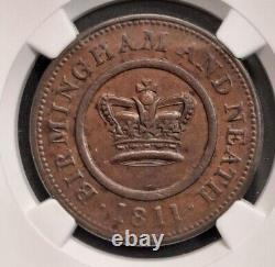 1811 Grande Britaine 1 Penny Birmingham Crown Copper Co. W-224-ngc Au 55 Bn! -d8779