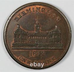 1812 Grande-bretagne Birmingham Workhouse Copper Penny Token