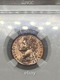 1825 Grande-bretagne 1/4 P Pence Farthing Copper Coin Ms-65-rd Very Rare