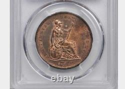 1825 Grande-bretagne 1 Penny, Pcgs Ms 62 Rb, Très Rare En Rouge/brun